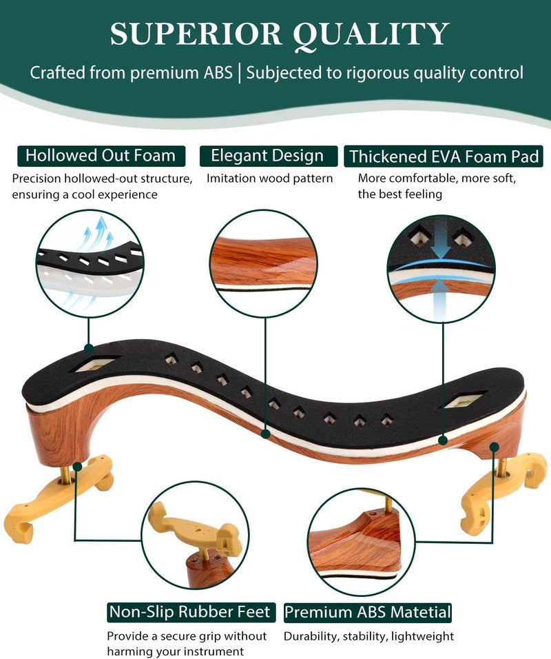 LMS Violin Shoulder Rest 4/4 3/4 Full Size, Hollowed Out Foam Shoulder Rest for Violin Accessories for Beginner Shoulder Rest Pad with Mute Rosin, Ergonomic for Prolonged Play (Coffee, 4/4, 3/4) - Image 4
